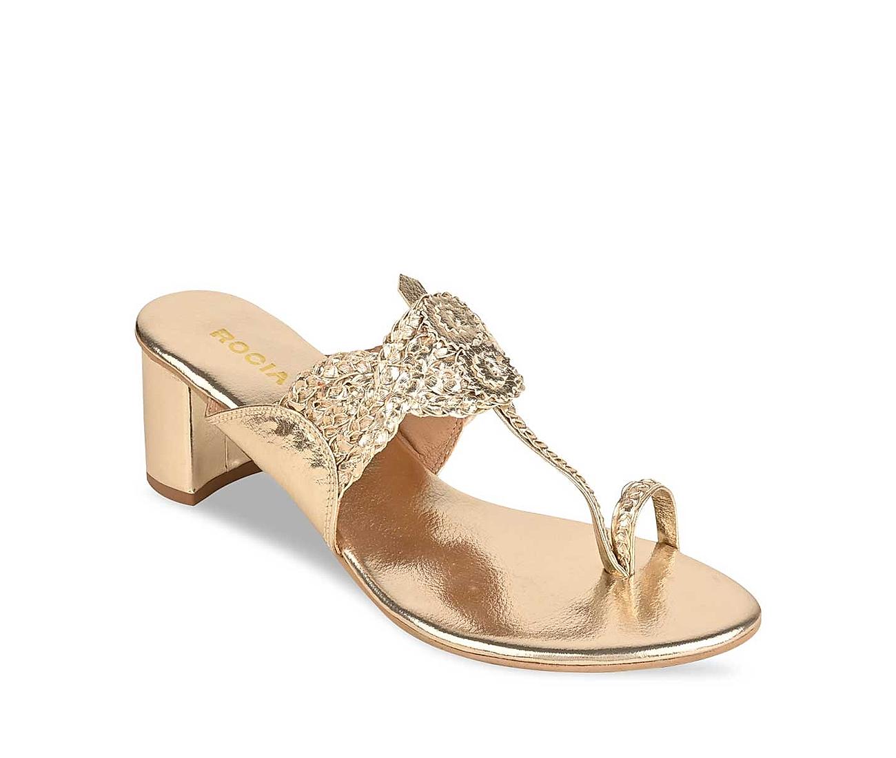Women Gold Heels Sandals - TrishaStore.com