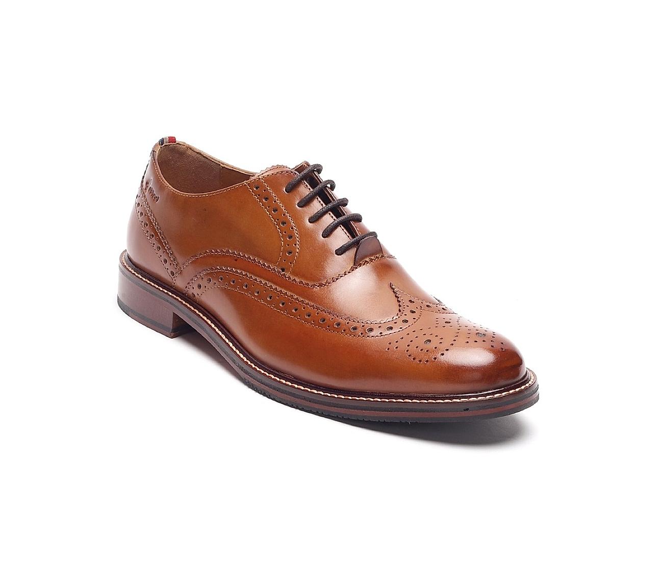 Buy Gabicci Tan Men Arista Longwing Brogue Formal Lace Up Leather Shoes ...