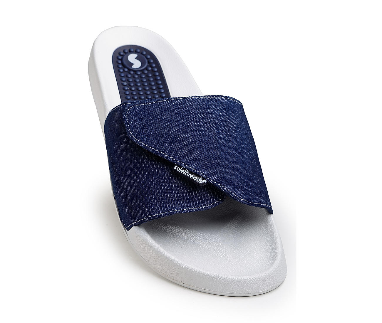 Women's Denim Flat Slide Sandals Open Toe Double Strap Slip - Temu