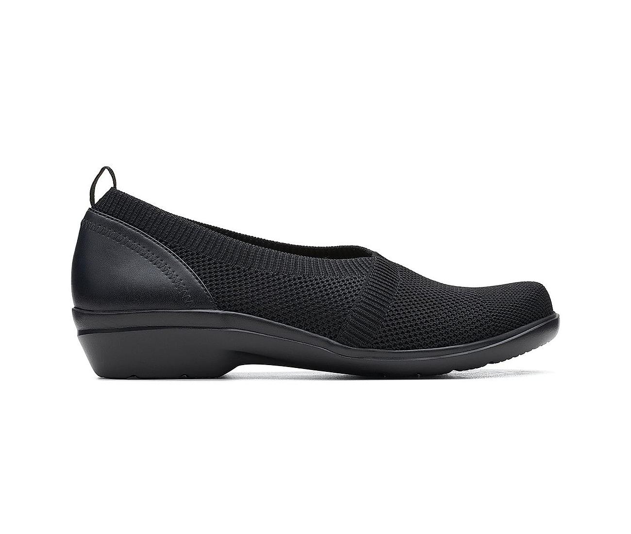 clarks black slip ons