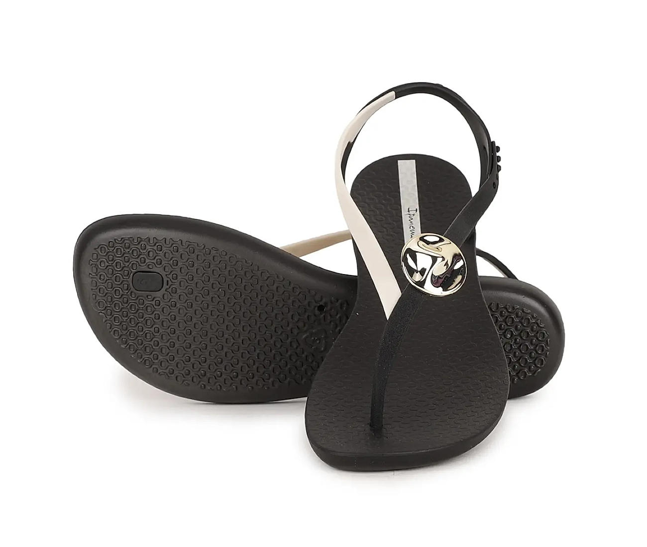 Black and gold flip flops online womens