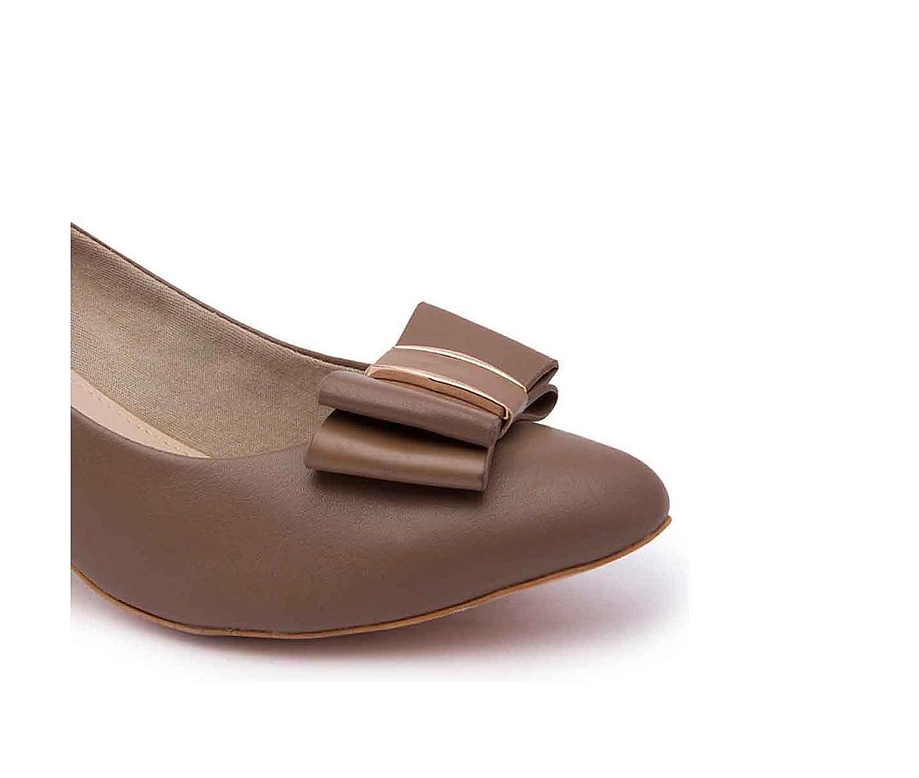 Buy SCENTRA Brown Colour Block Heel Solid Bellies Shoes online