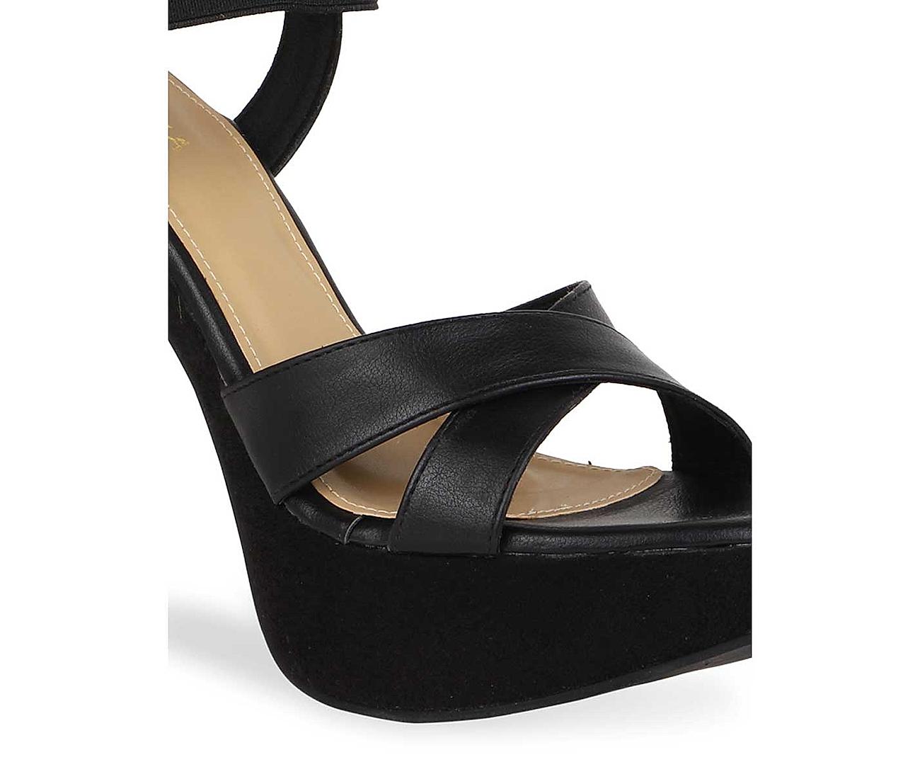 Public Desire Midnight bow heel shoes in black | ASOS