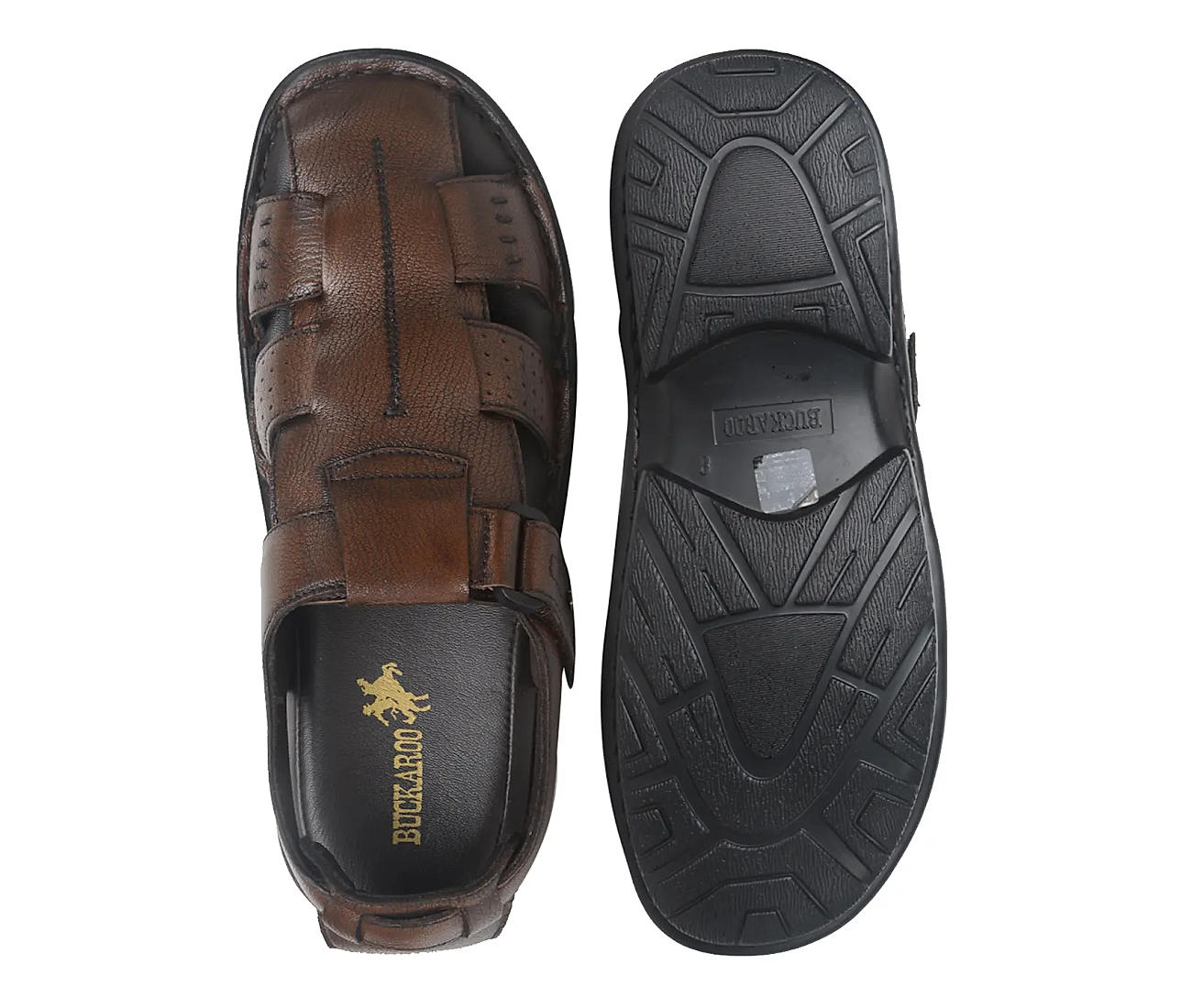 Buy BUCKAROO Mens Bunato Full Grain Natural Leather Brown Casual Sandals  online