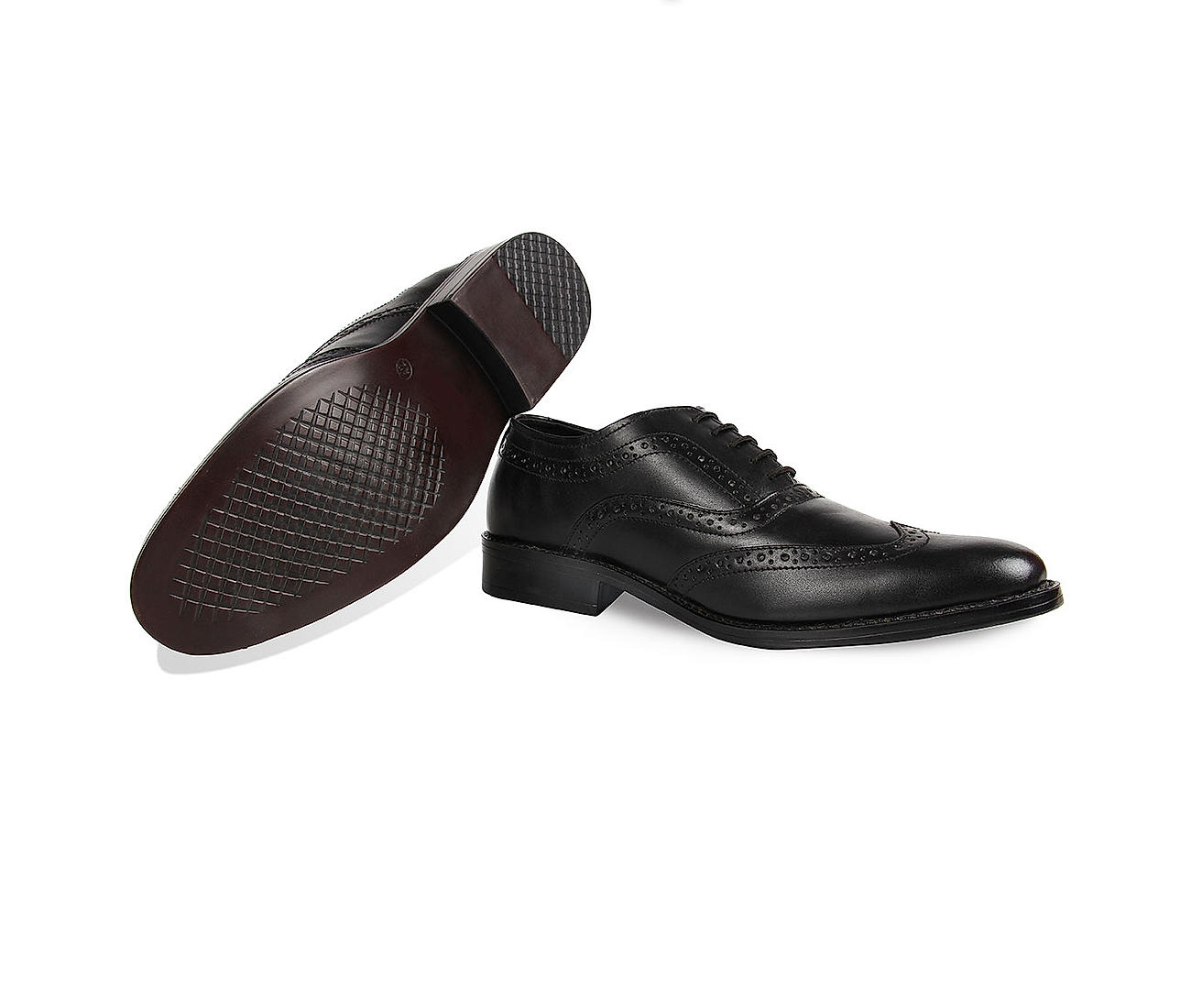 Black Leather Brogue Shoes