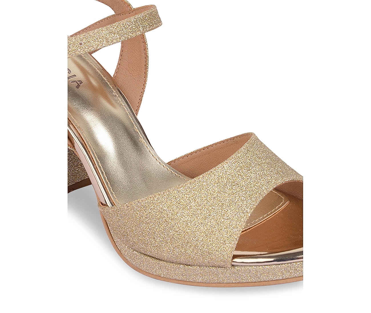 Gold sparkly block cheap heels