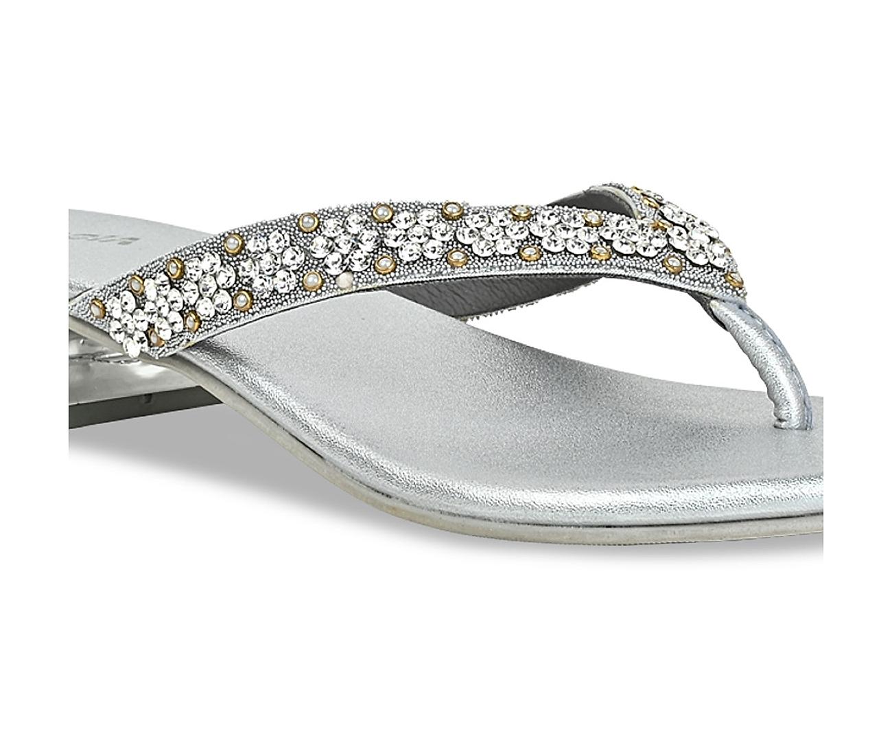 Sandals Flats Flat Heel Silver With Rhinestone Wedding Shoes