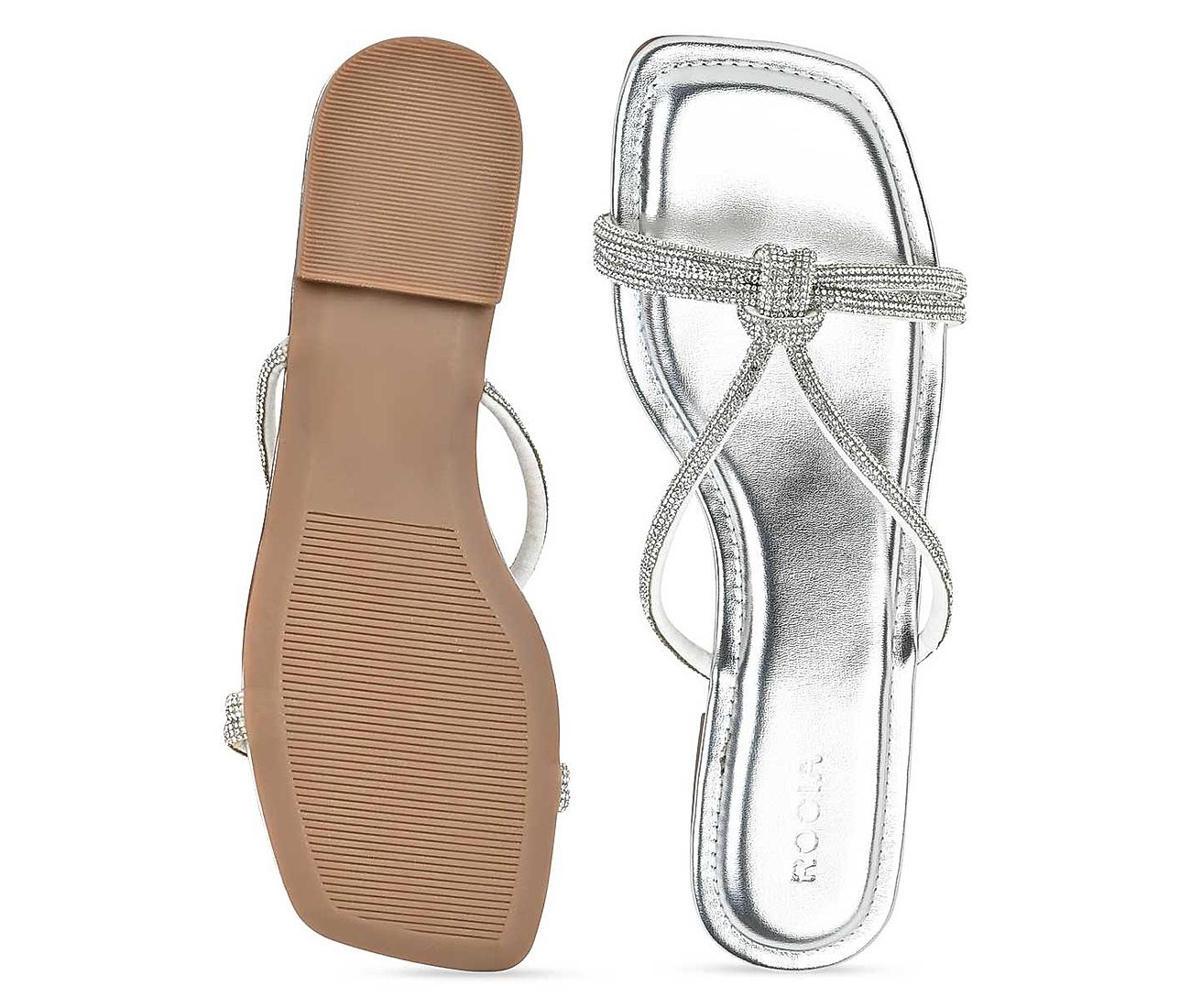 Buy Shoetopia Rhinestone-Studded Black Flat Sandals For Women & Girls  Online in India - Shoetopia - Official Online Store Shoetopia