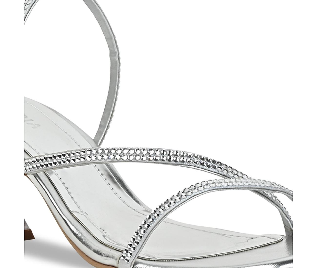 Fashion Strappy Sandals Stiletto Heels White Satin Bridal Shoes