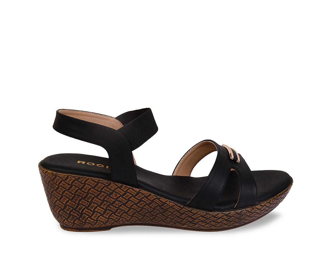 Party Black Double Strap Wedges sandals for ladies at Rs 540/pair in  Gurugram