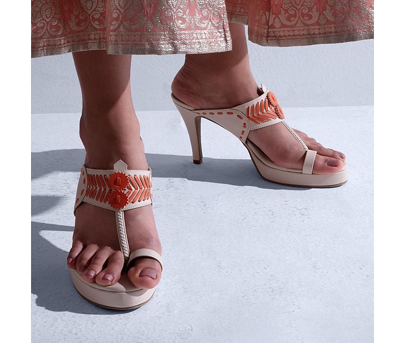 Buy UNO Aparajita Toor Handcrafted Kolhapuri block heels for a playful  touch Online at Jaypore.com | Bridal sandals heels, Heels, Bridal heels