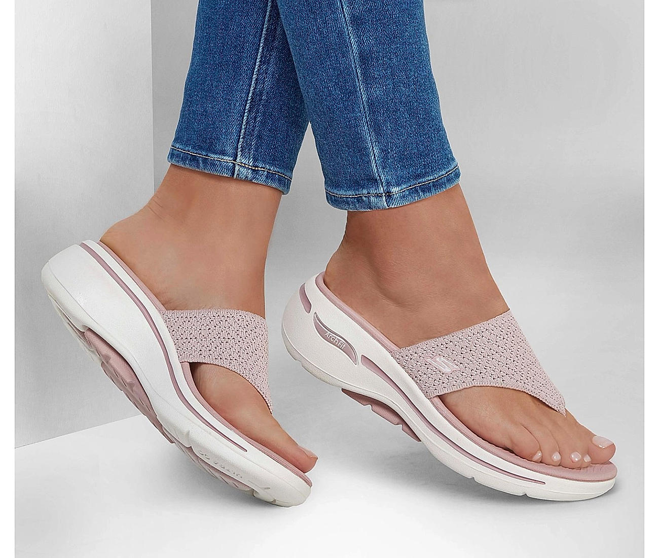Buy Skechers Mauve Womens Go Walk Arch Fit Sandal - Wee Flip Flops Online  at Regal Shoes