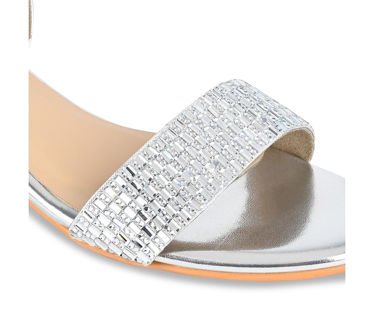 Sparkly Silver Rhinestone Wedding Shoes 2023 Ankle Strap 9 cm Stiletto Heels  Pointed Toe Wedding Sandals High Heels