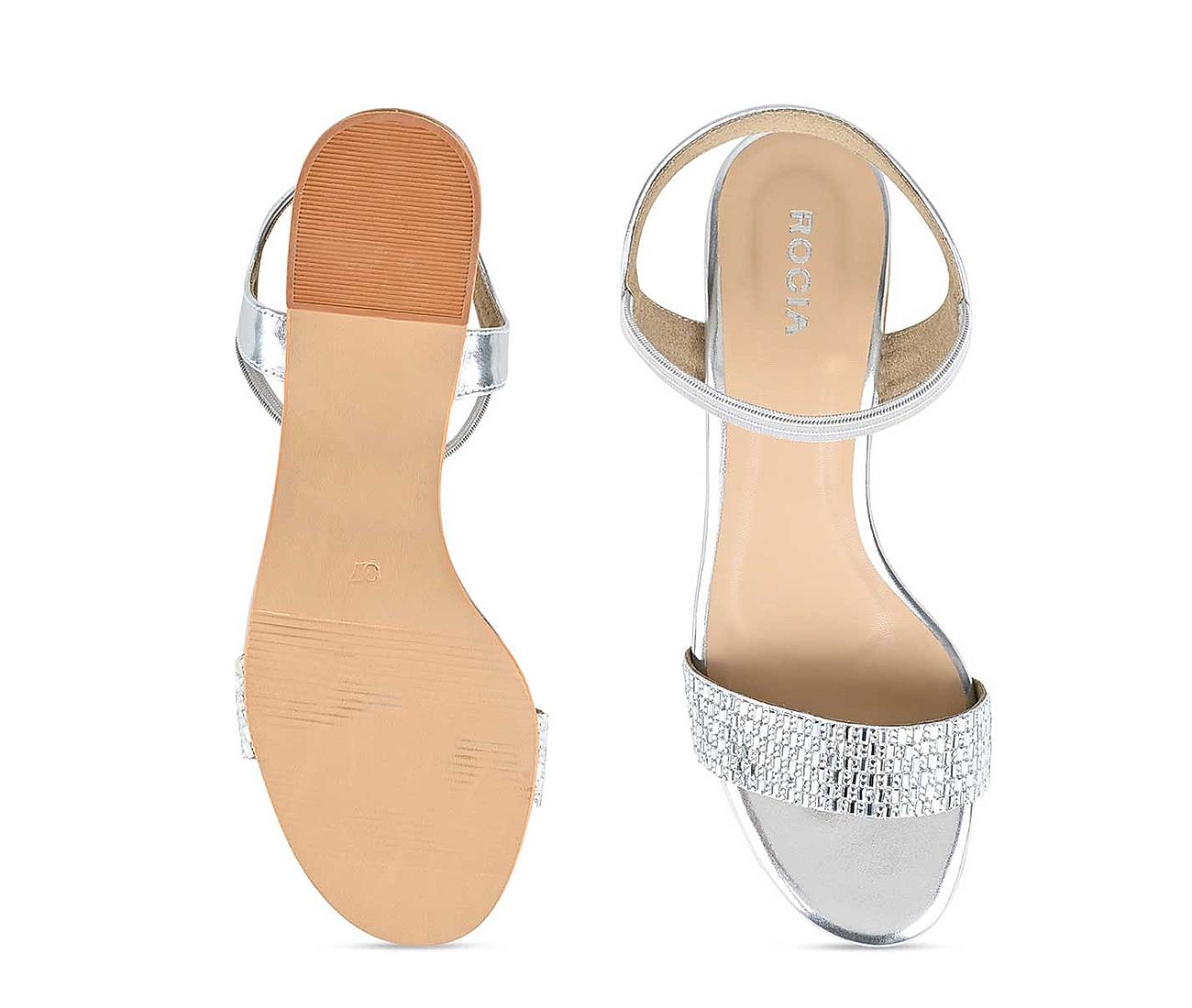 Buy LUNA BLU Ivory Three Band Embellished Heel Sandals from Westside