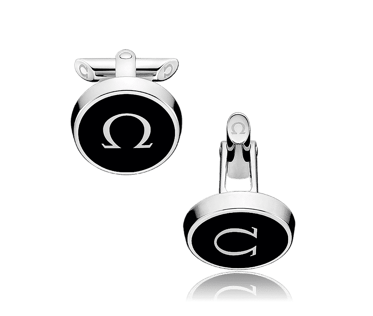Stainless Steel  Black Lacquer Cufflinks