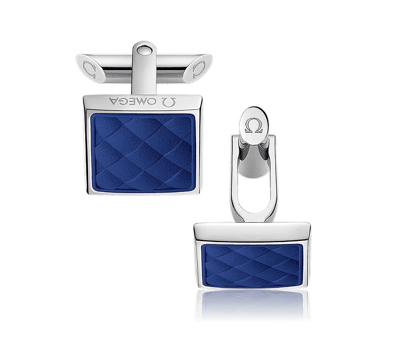 Stainless Steel  Electric Blue Rubber Cufflinks