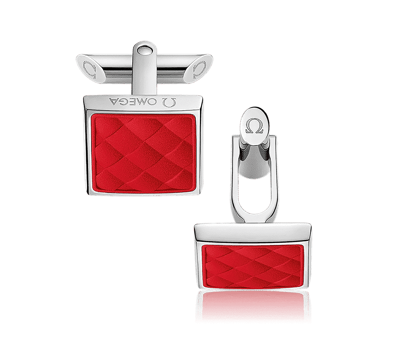 Stainless Steel  Red Rubber Cufflinks