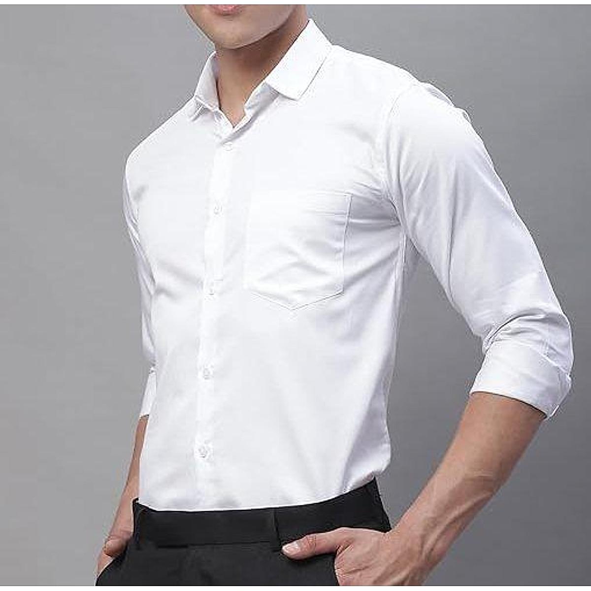 White cotton formal shirts on sale