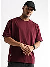 Cordovan Maroon Solid Oversized T-Shirt