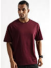 Cordovan Maroon Solid Oversized T-Shirt