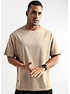 Irish Cream Solid Oversized T-Shirt