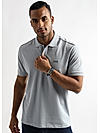 High Rise Gray Solid Polo T-Shirt