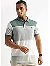 Classic Jacquard Green and Grey Structured Stripes