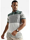 Classic Jacquard Green and Grey Structured Stripes