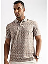 Warm Taupe Diagonal Printed Polo