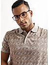 Warm Taupe Diagonal Printed Polo