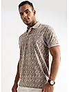 Warm Taupe Diagonal Printed Polo