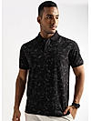 Caviar Black Leaf Printed Polo