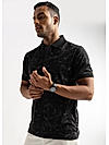 Caviar Black Leaf Printed Polo