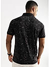 Caviar Black Leaf Printed Polo