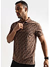 Cocoa Brown All Over Leaves Printed Polo