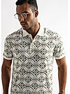 Coconut Milk White Endless Circles Printed Polo