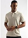 Cloud Cream Zigzag Diamond Knit Jacquard Polo