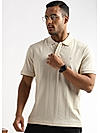 Cloud Cream Zigzag Diamond Knit Jacquard Polo