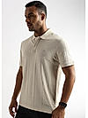 Cloud Cream Zigzag Diamond Knit Jacquard Polo