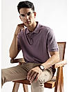 Rhapsody Lavender Zigzag Diamond Knit Jacquard Polo