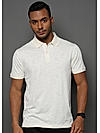 Egret White Stem Pattern Knit Jacquard Polo