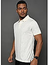 Egret White Stem Pattern Knit Jacquard Polo