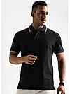 Moonless Black Solid Polo T-Shirt