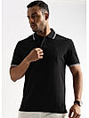 Moonless Black Solid Polo T-Shirt