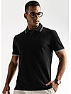 Moonless Black Solid Polo T-Shirt