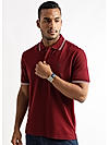 Merlot Red Solid Polo T-Shirt