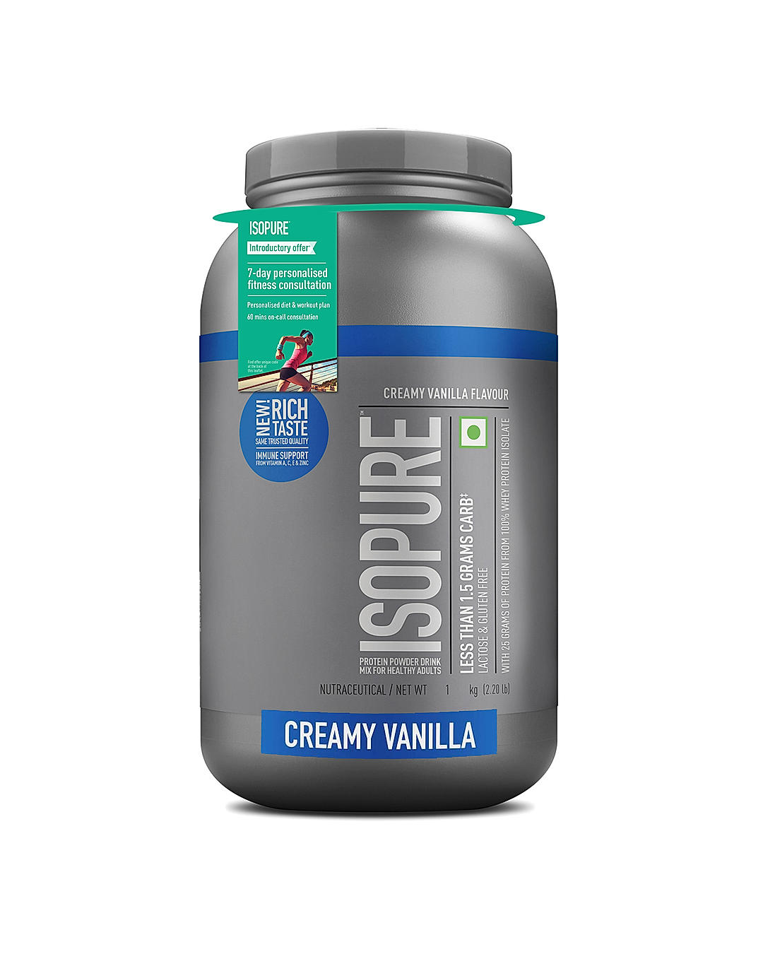 Isopure Whey Protein Isolate Powder with Vitamins for Immune Support |Creamy Vanilla | 1 Kg
