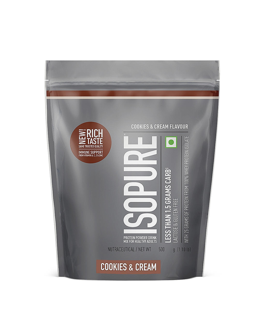 Isopure Whey Protein Isolate Powder with Vitamins for Immune Support |Cookies & Cream | 0.5 Kg