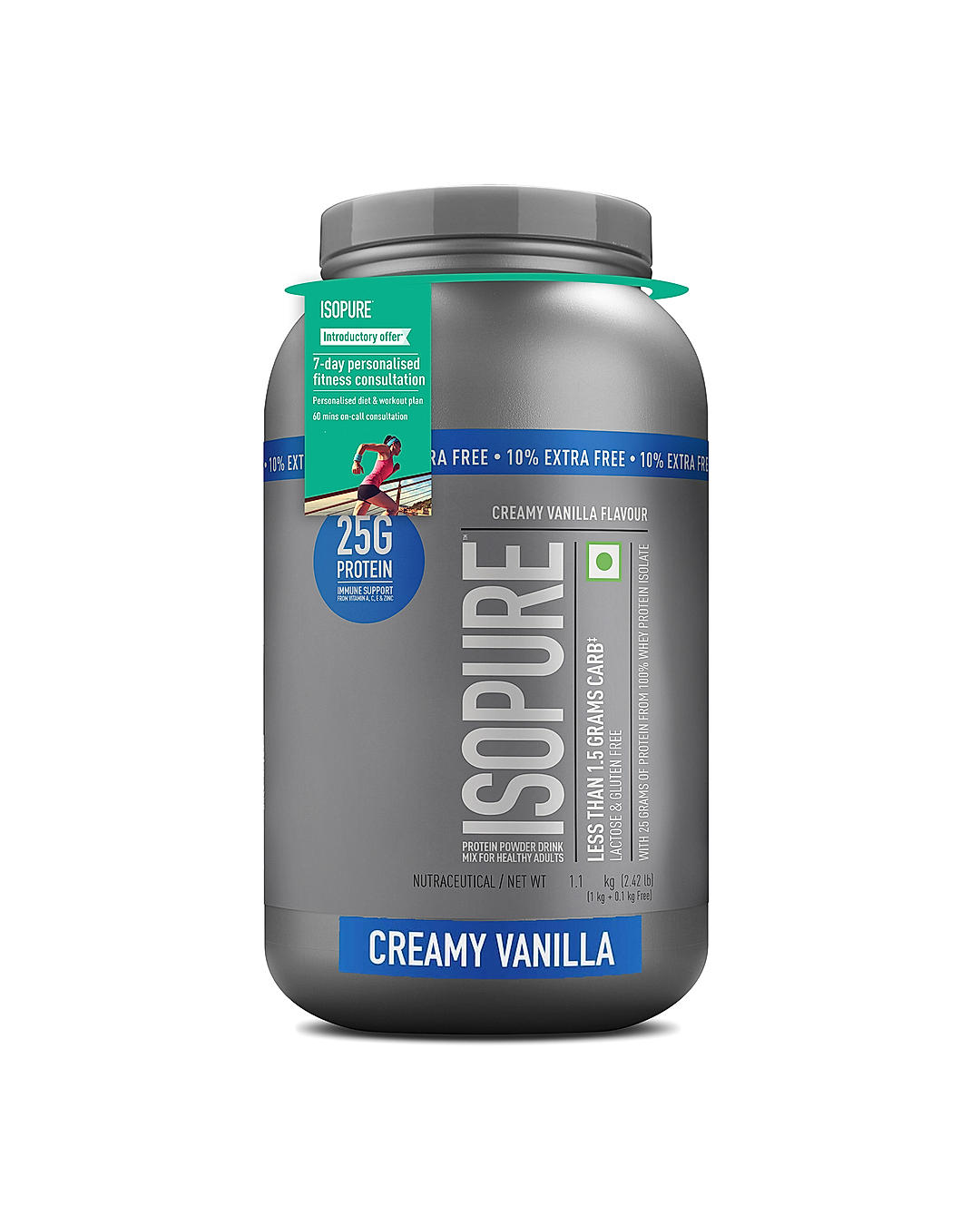 Isopure - Creamy Vanilla- 1Kg (Immune Support, Biotine) + 10% Extra Free