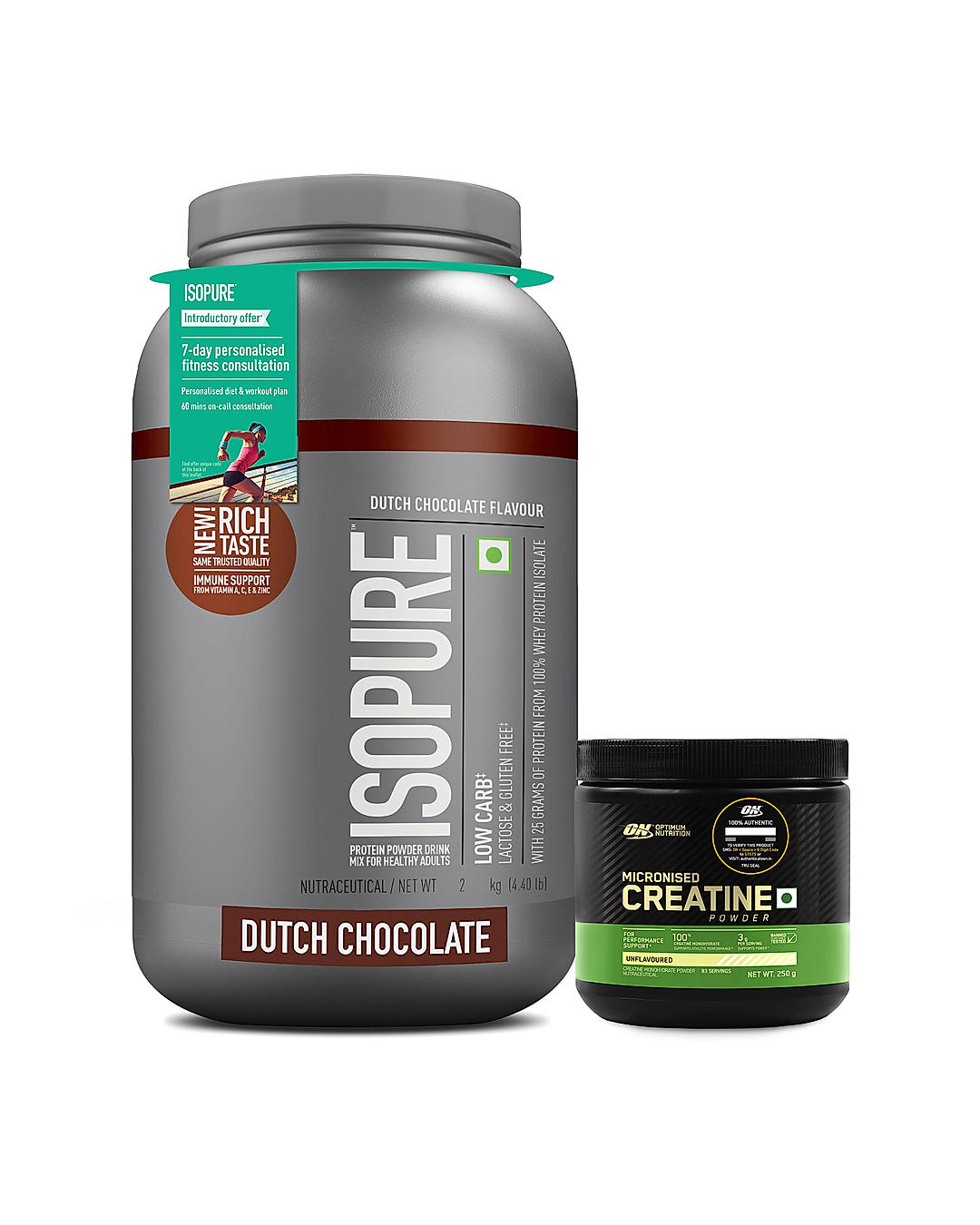 Isopure Dutch Chocolate - 2kg / 4.4lb  + Free 250g ON Creatine | OFFER PACK